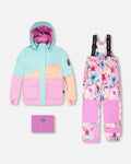 Two-Piece Play Snowsuit Pink Watercolor Flower Print