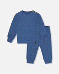 Organic Cotton Pant And Top Set Blue Leaf Print