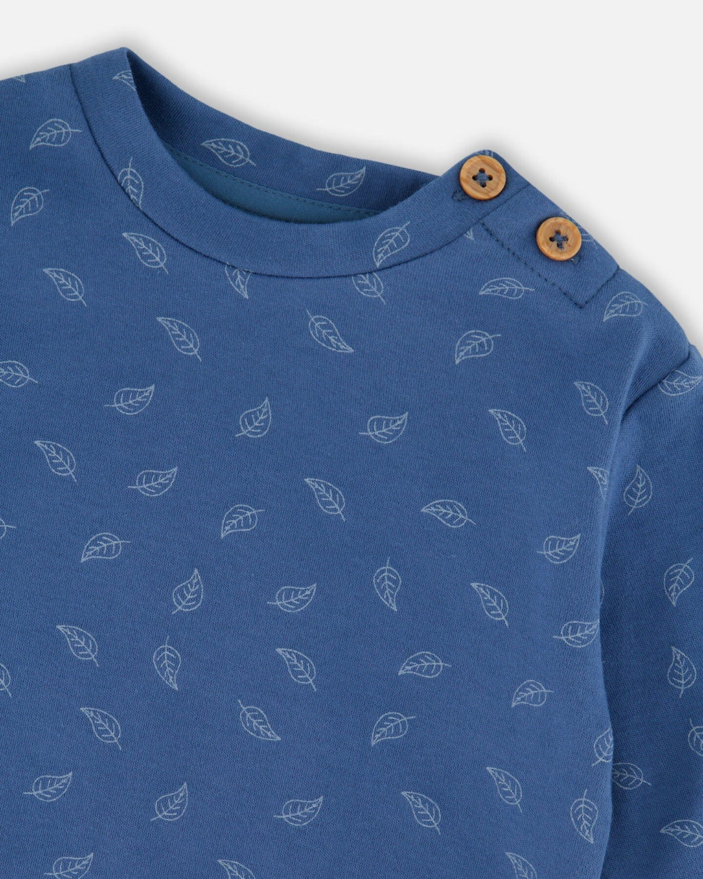 Organic Cotton Pant And Top Set Blue Leaf Print