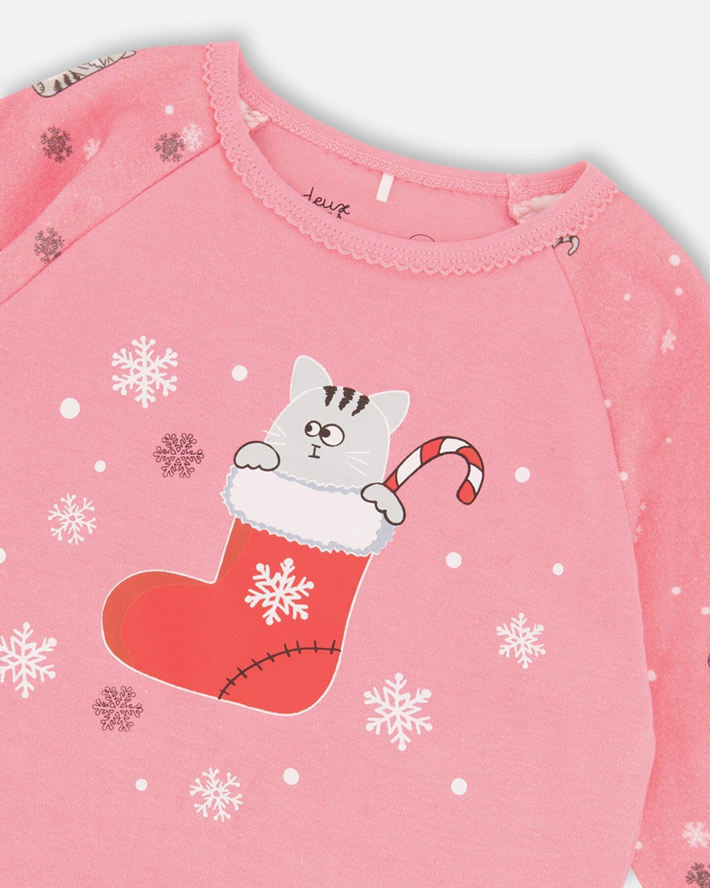 Organic Cotton Two-Piece Pajamas Pink Cat Print