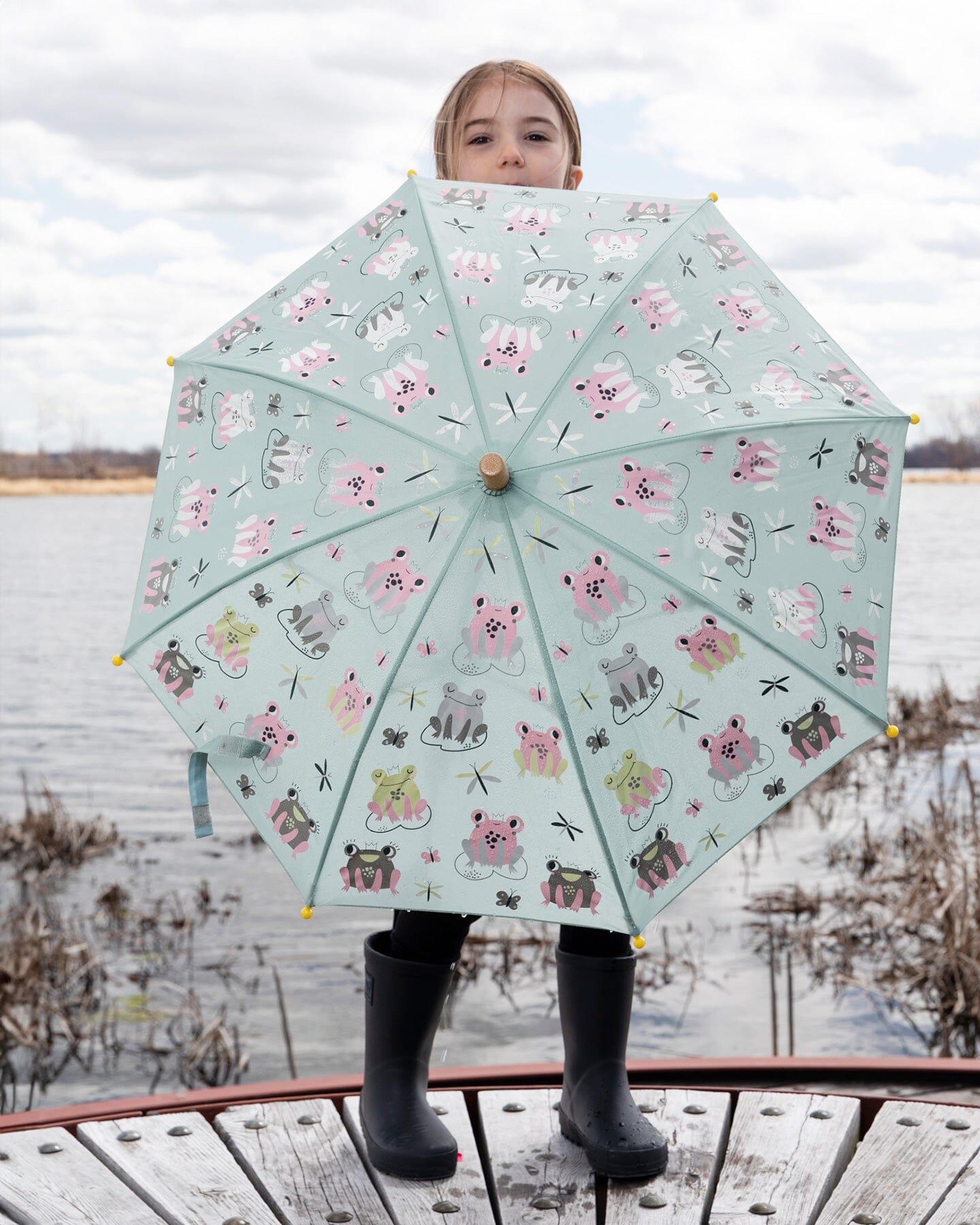 Color-Changing Umbrella Green Frog Print