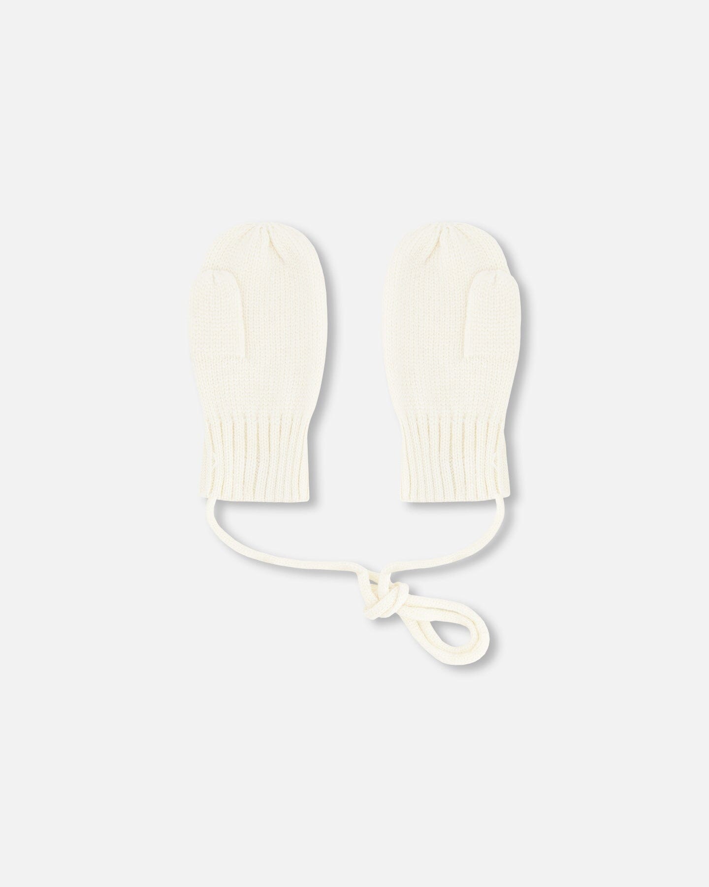 Baby Knit Mittens With Cord Off White